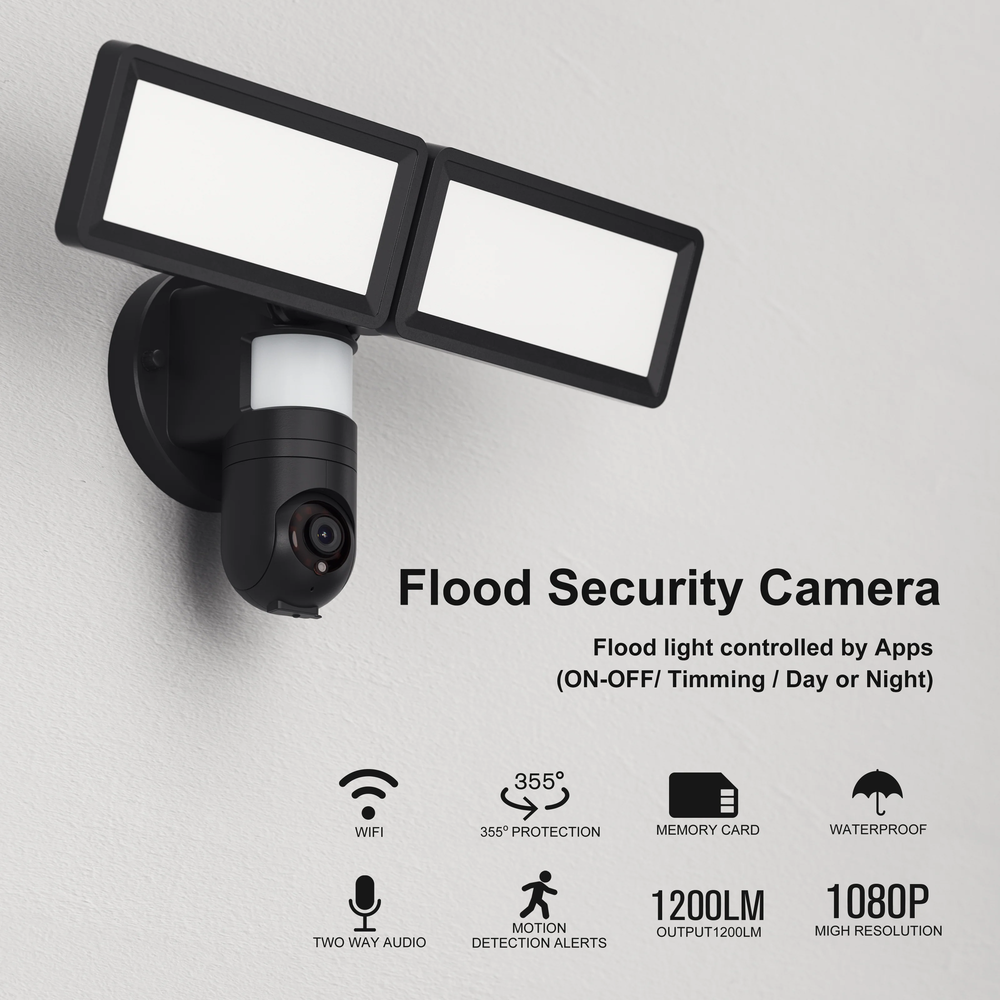 WiFi Waterproof Outdoor Security Light with HD 1080p Camera, Black - Image 5